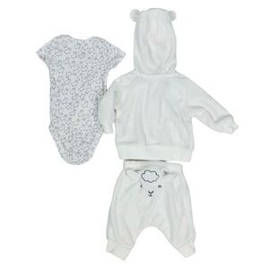 Carter’s Little Lamb 3 Piece Jogging Suit | Newborn Baby | Cream Gray